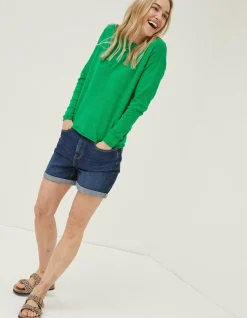 Women FatFace Knitwear|Isobella Linen Blend Button Back Jumper