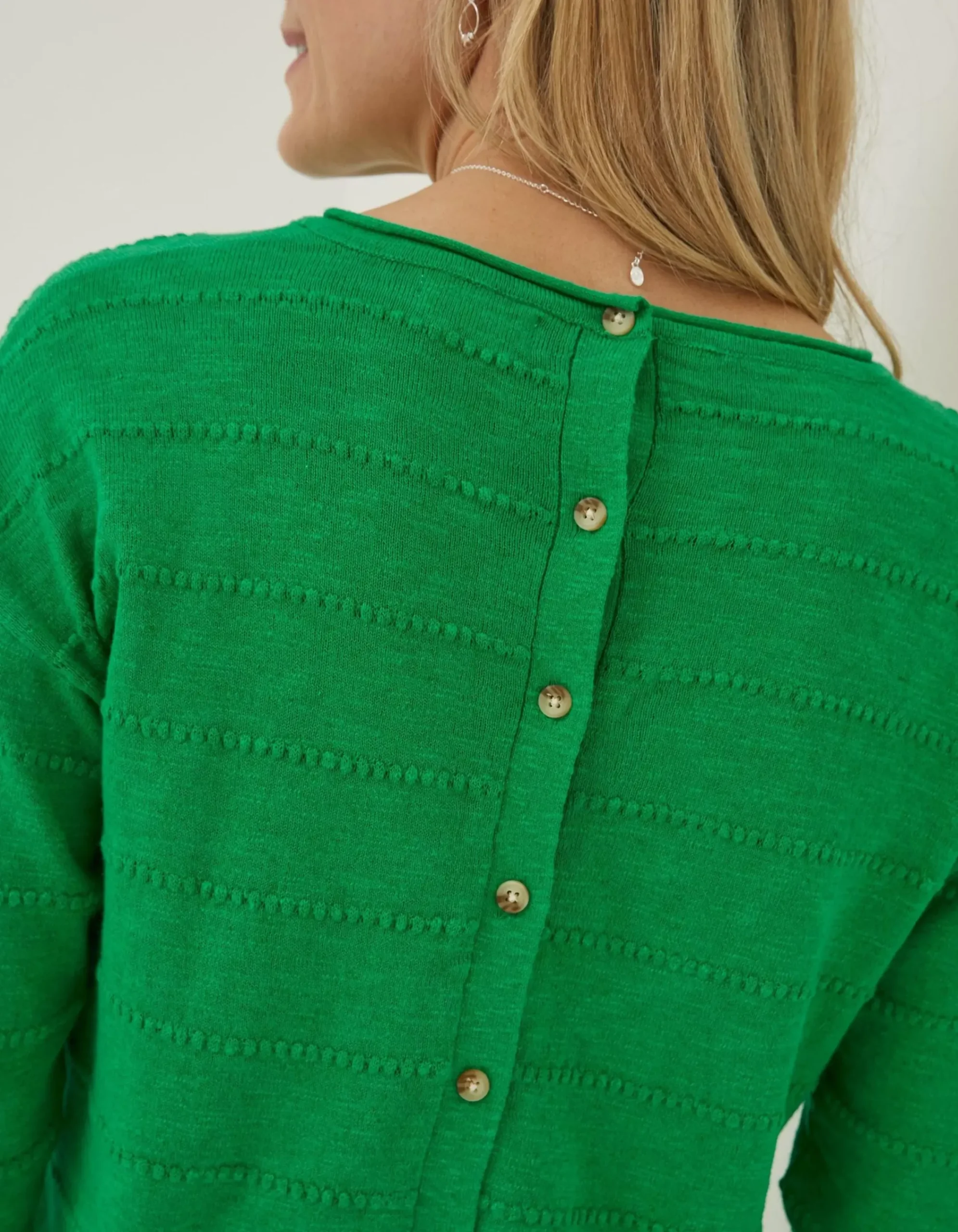 Women FatFace Knitwear|Isobella Linen Blend Button Back Jumper