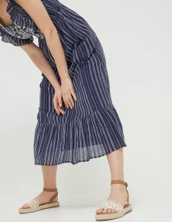 Women FatFace Dresses|Izzi Stripe Embroidered Midi Dress