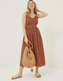 Women FatFace Dresses|Jayden Woodblock Midi Dress