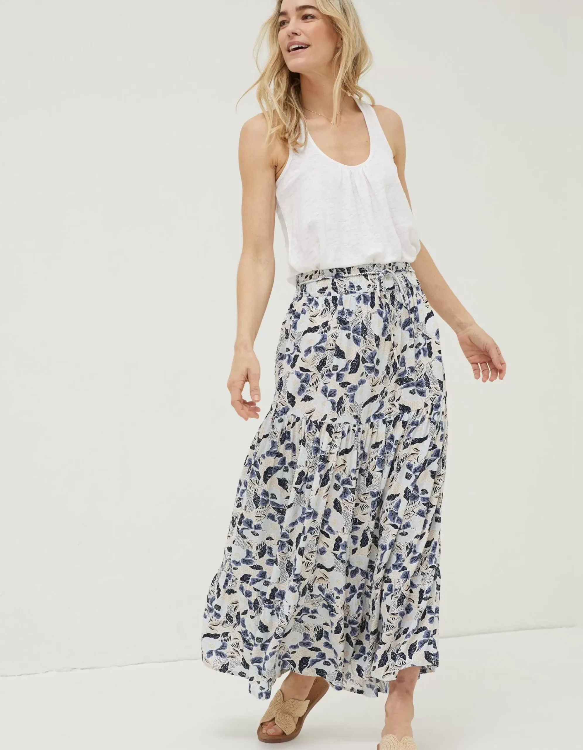 Women FatFace Skirts|Jayla Batik Flower Maxi Skirt