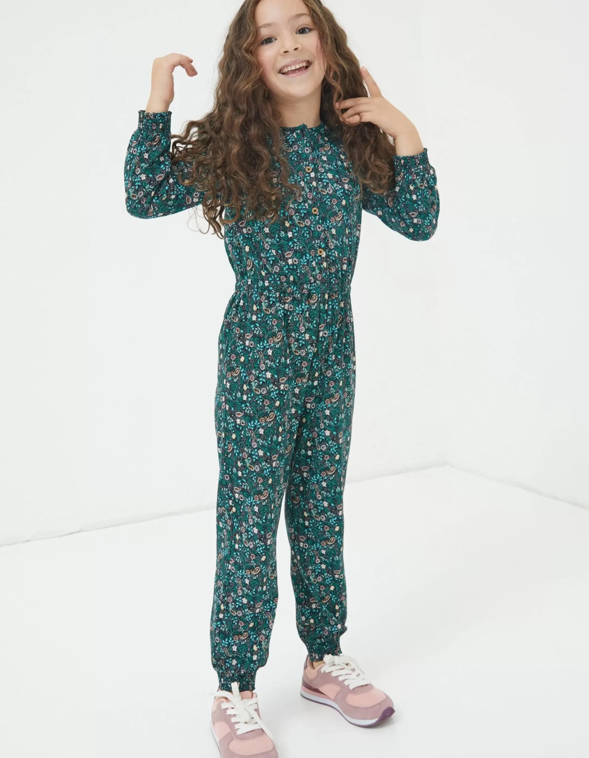 Girls FatFace View All|Jess Evergreen Floral Jumpsuit