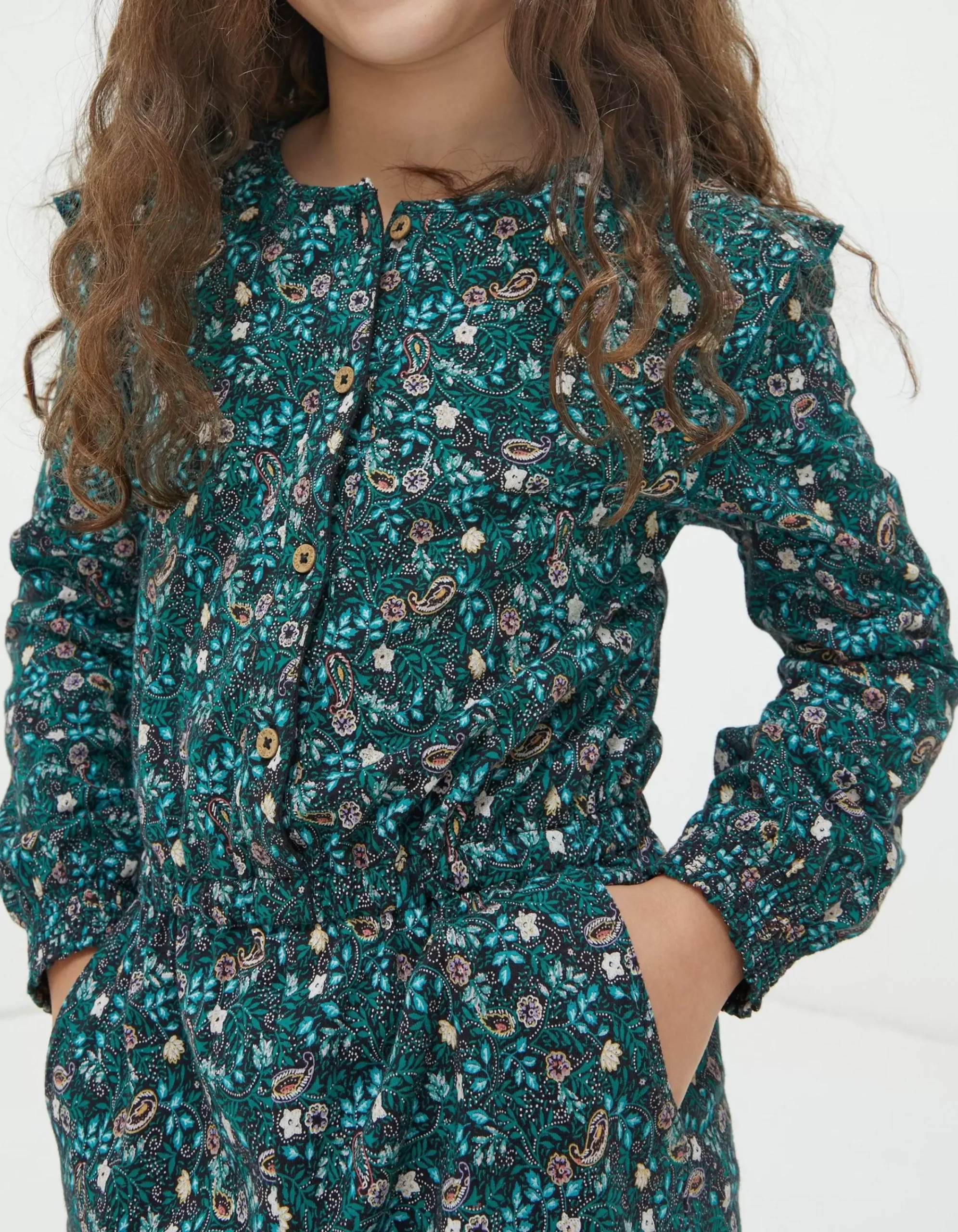 Girls FatFace View All|Jess Evergreen Floral Jumpsuit