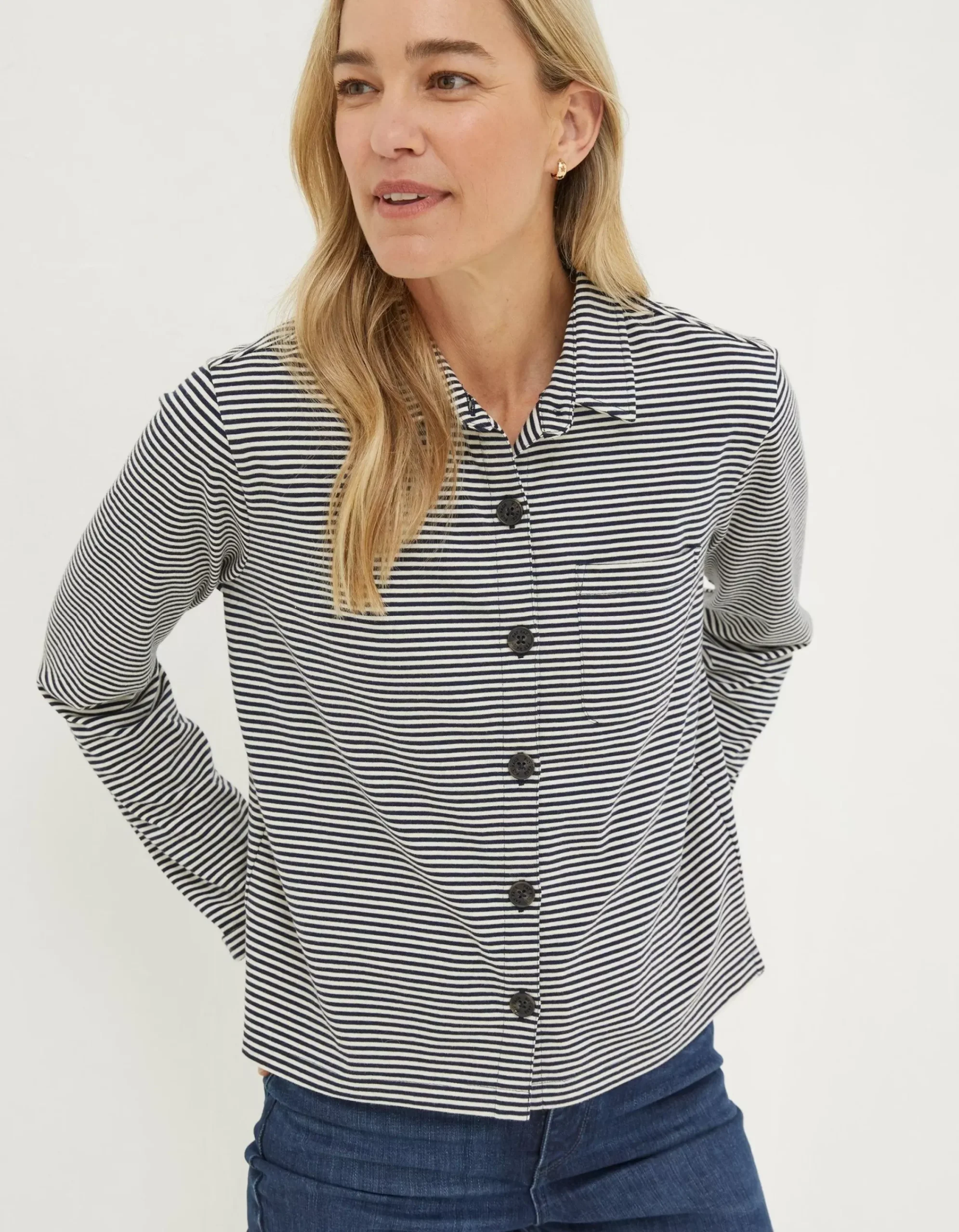 Women FatFace Tops & T-Shirts|Jess Stripe Jersey Shirt