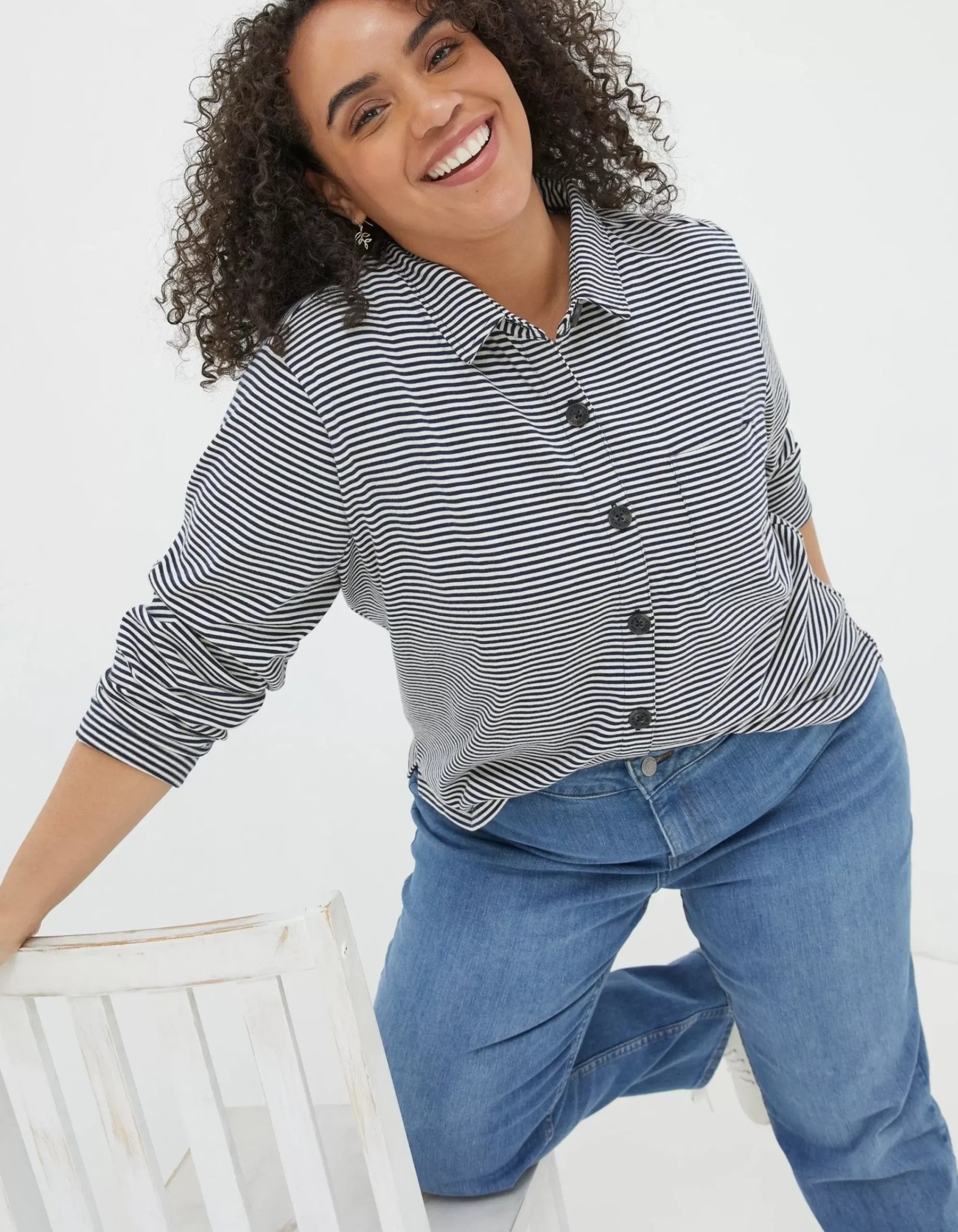 Women FatFace Tops & T-Shirts|Jess Stripe Jersey Shirt