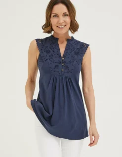 Women FatFace Tops & T-Shirts|Jessica Embroidered Tunic Top