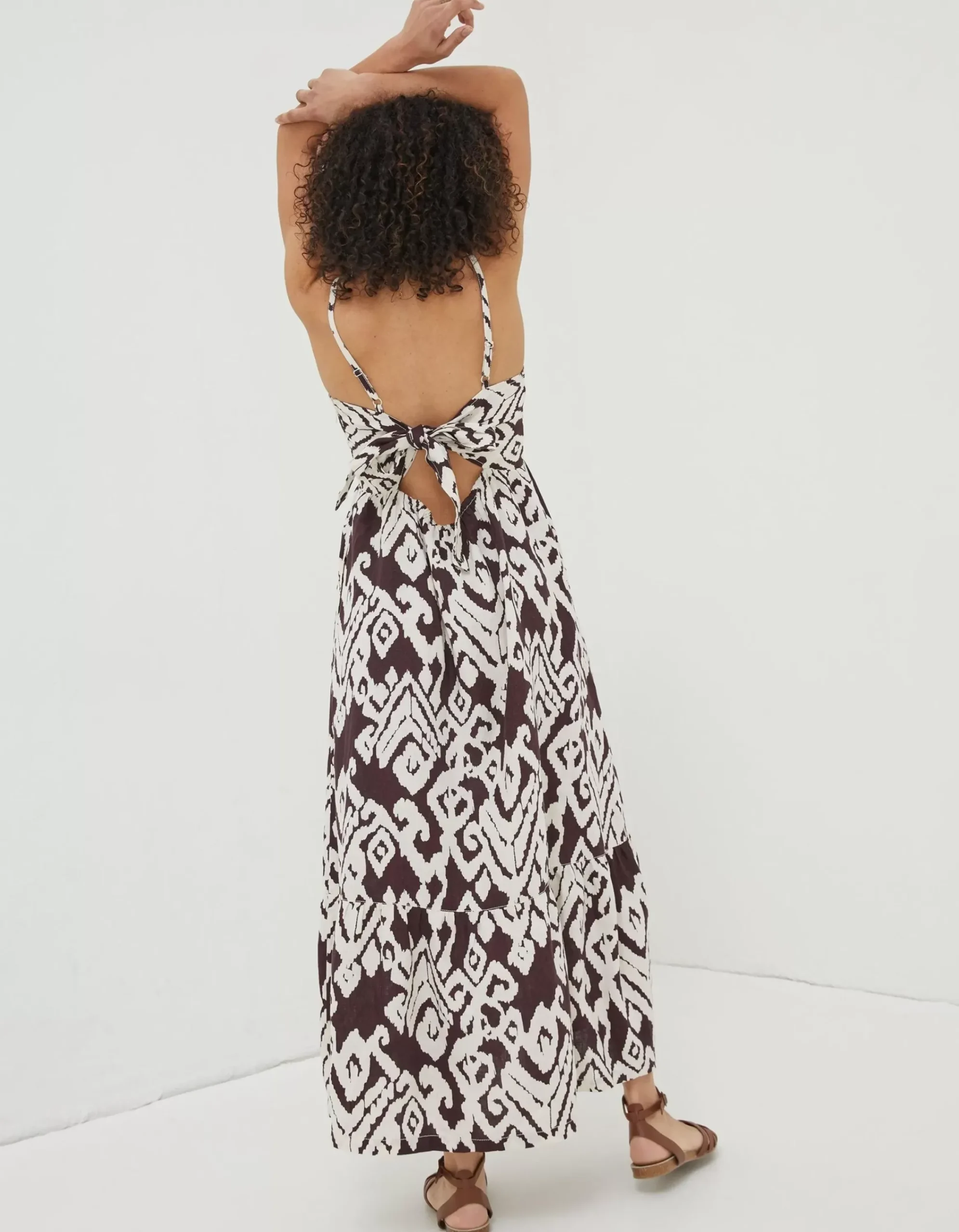 Women FatFace Dresses|Julien Ikat Linen Midi Dress