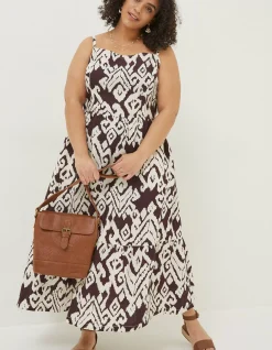 Women FatFace Dresses|Julien Ikat Linen Midi Dress