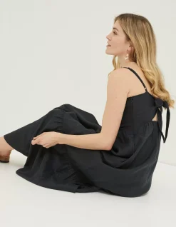 Women FatFace Dresses|Julien Tie Back Linen Midi Dress