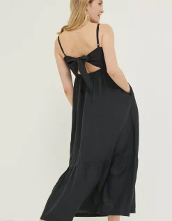 Women FatFace Dresses|Julien Tie Back Linen Midi Dress