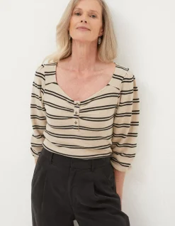 Women FatFace Tops & T-Shirts|Kara Stripe Henley Top