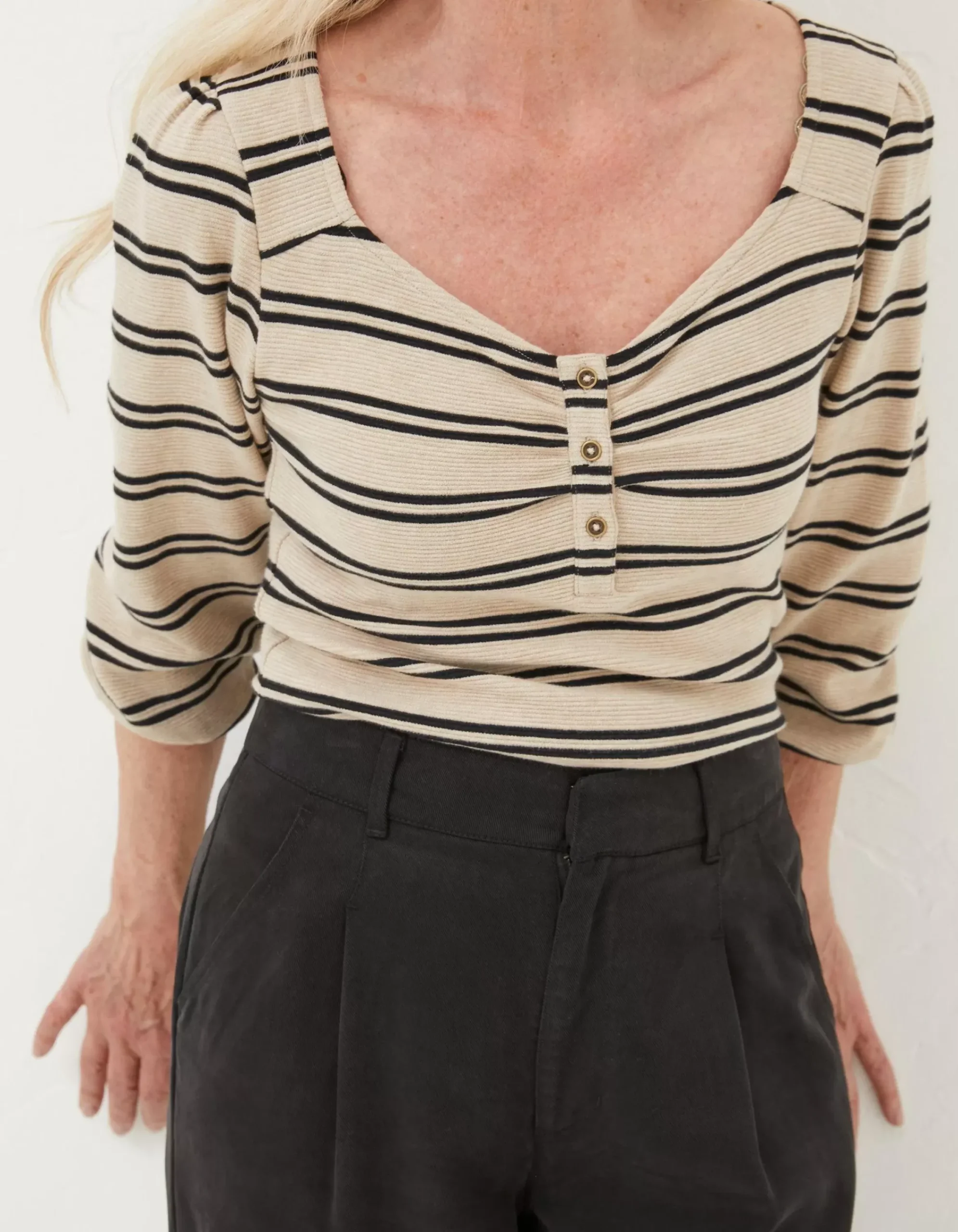 Women FatFace Tops & T-Shirts|Kara Stripe Henley Top