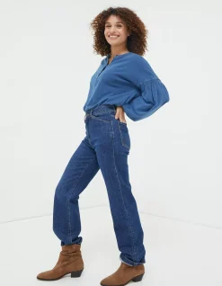 Women FatFace Tops & T-Shirts|Keira Indigo Henley Top