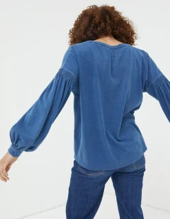 Women FatFace Tops & T-Shirts|Keira Indigo Henley Top