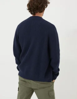 Men FatFace Knitwear|Knitted Bomber Cardigan