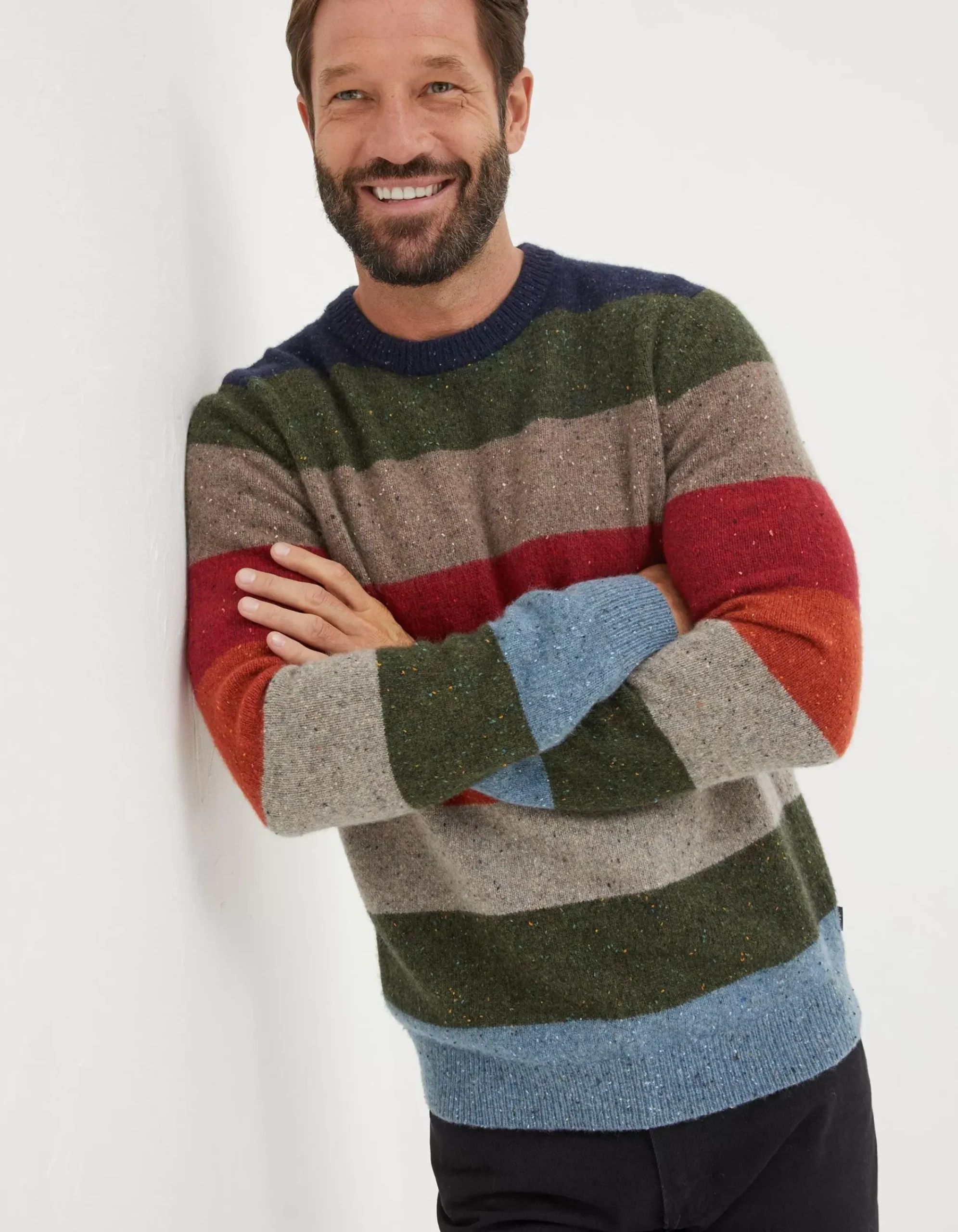 Men FatFace View All|Lambswool Stripe Crew Jumper