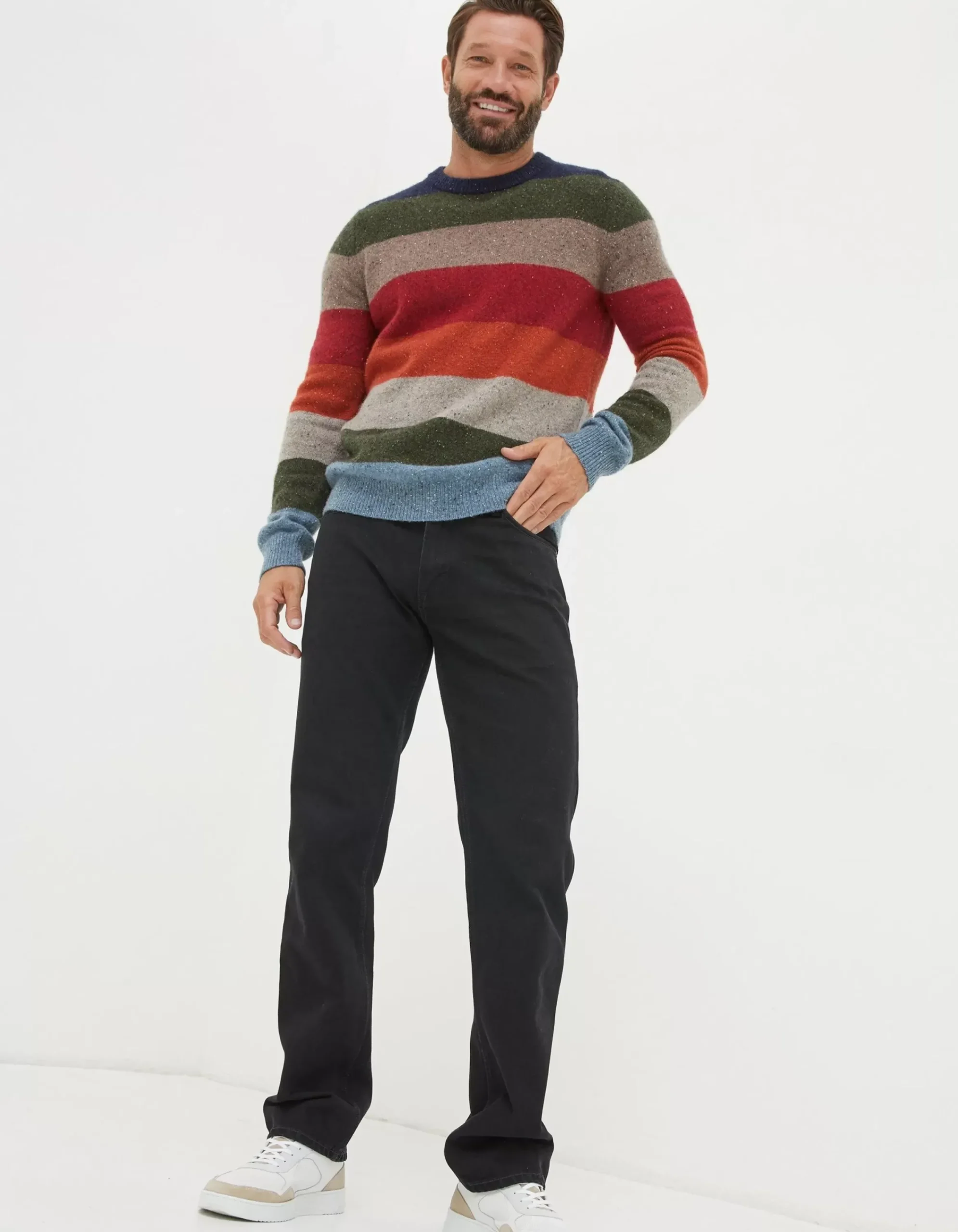 Men FatFace View All|Lambswool Stripe Crew Jumper