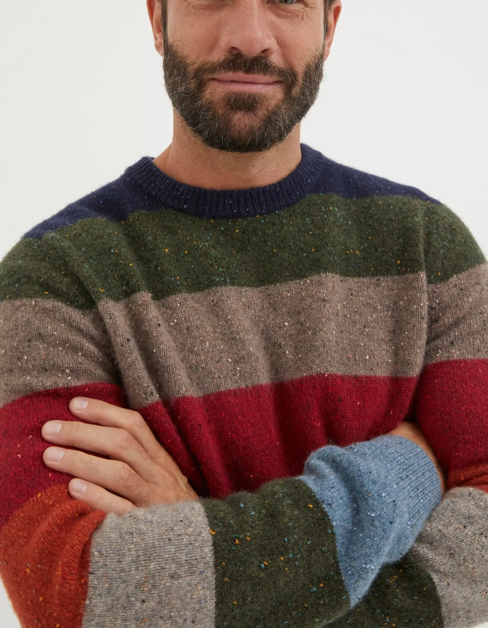 Men FatFace View All|Lambswool Stripe Crew Jumper