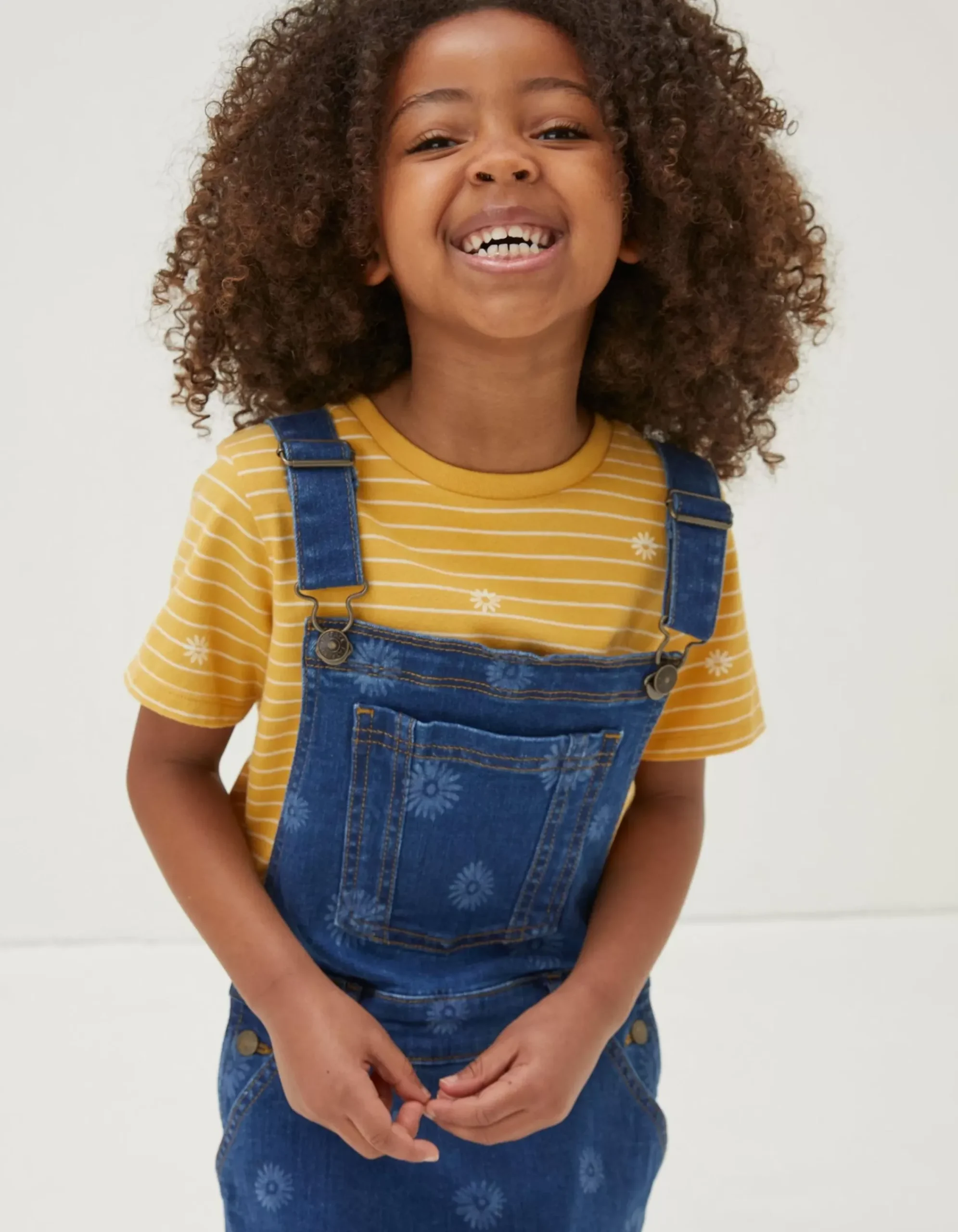 Girls FatFace View All|Laser Print Denim Pinafore Dress