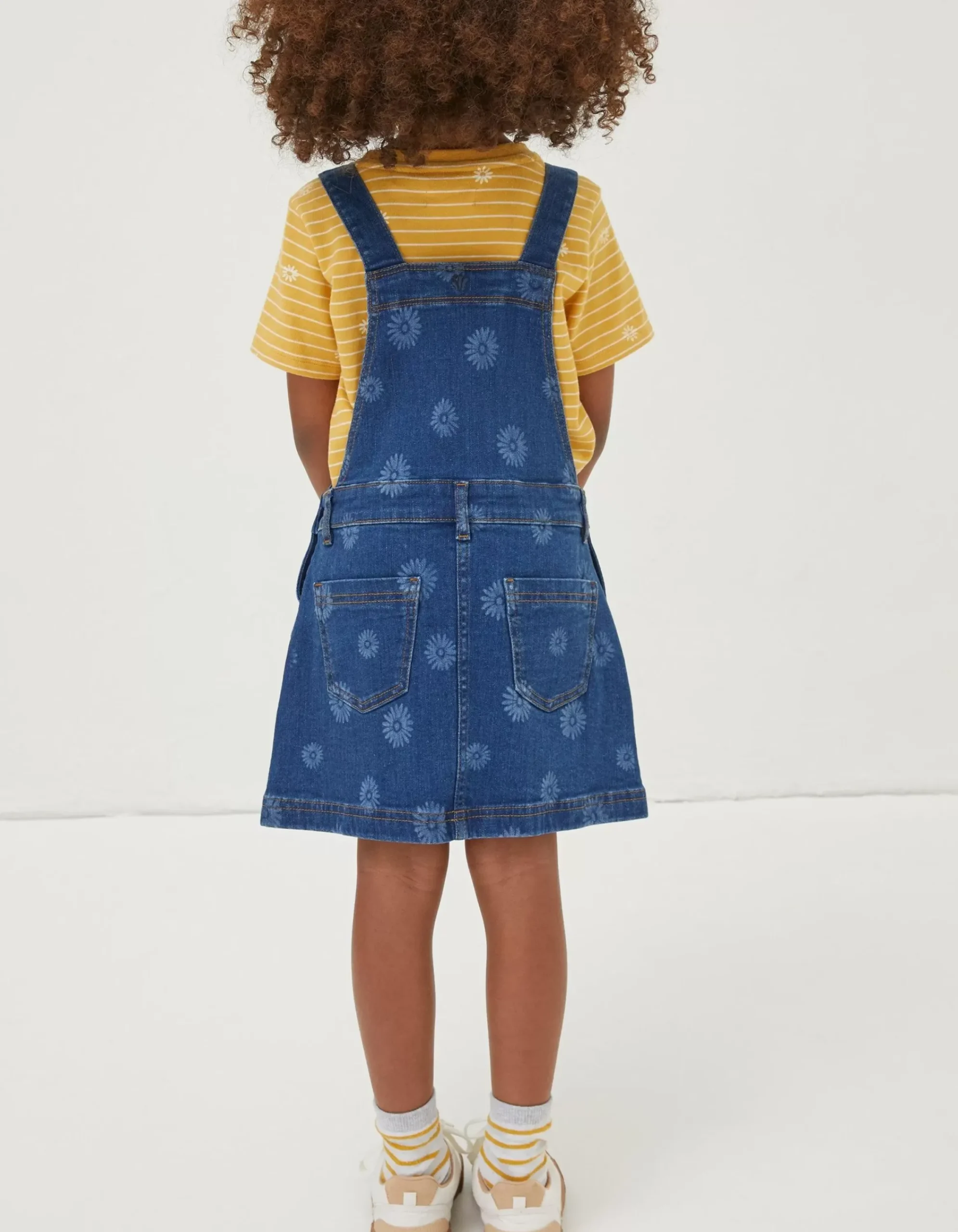 Girls FatFace View All|Laser Print Denim Pinafore Dress