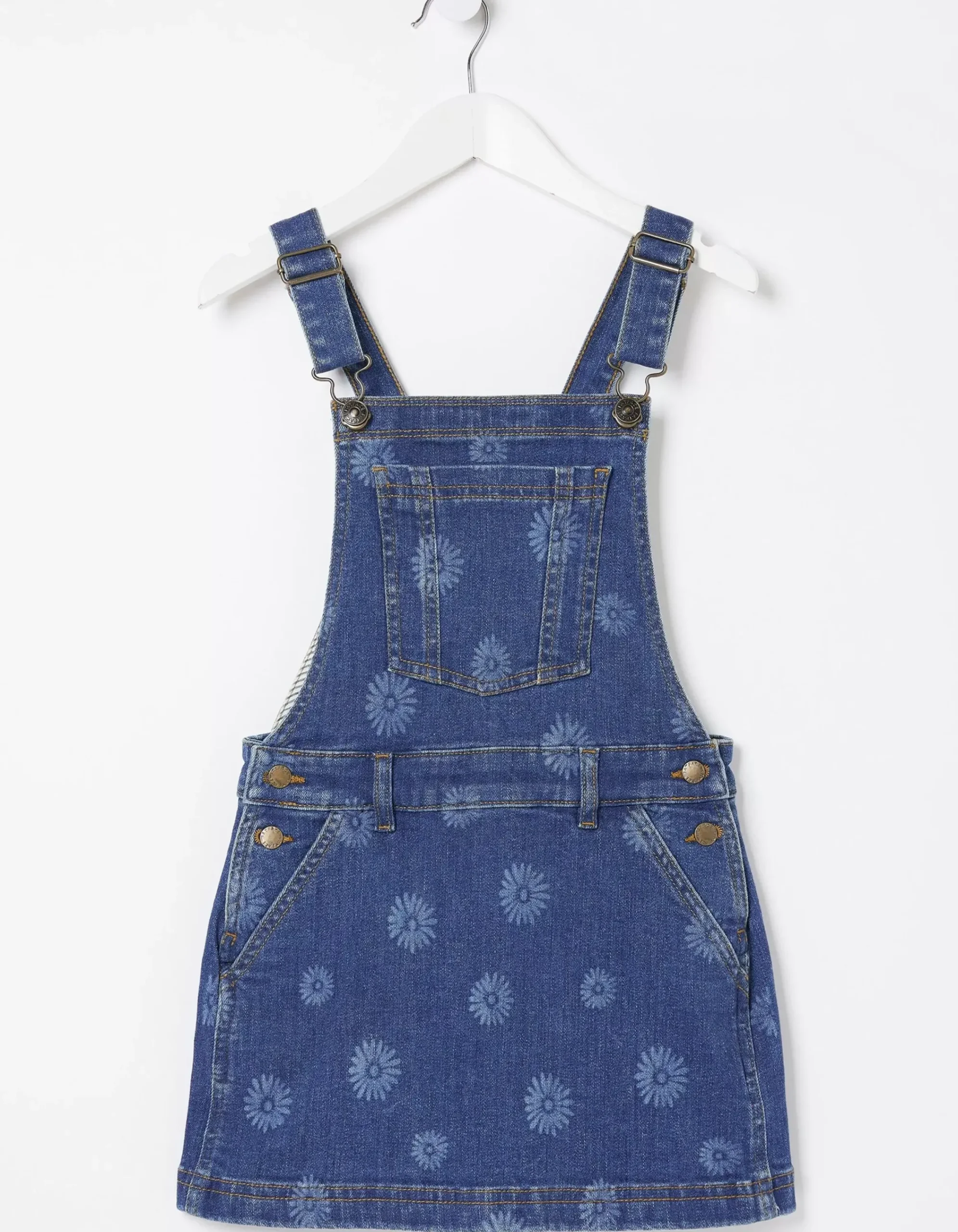 Girls FatFace View All|Laser Print Denim Pinafore Dress