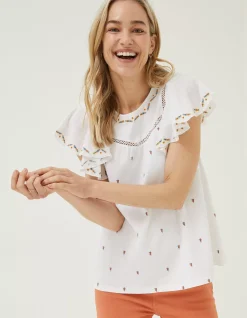 Women FatFace Tops & T-Shirts|Leah Embroidered Top
