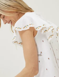 Women FatFace Tops & T-Shirts|Leah Embroidered Top