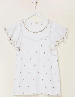 Women FatFace Tops & T-Shirts|Leah Embroidered Top