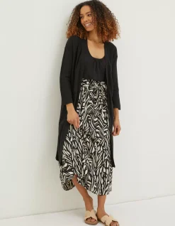 Women FatFace Knitwear|Lindsay Cotton Linen Longline Cardigan