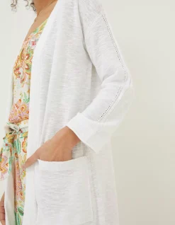 Women FatFace Knitwear|Lindsay Cotton Linen Longline Cardigan