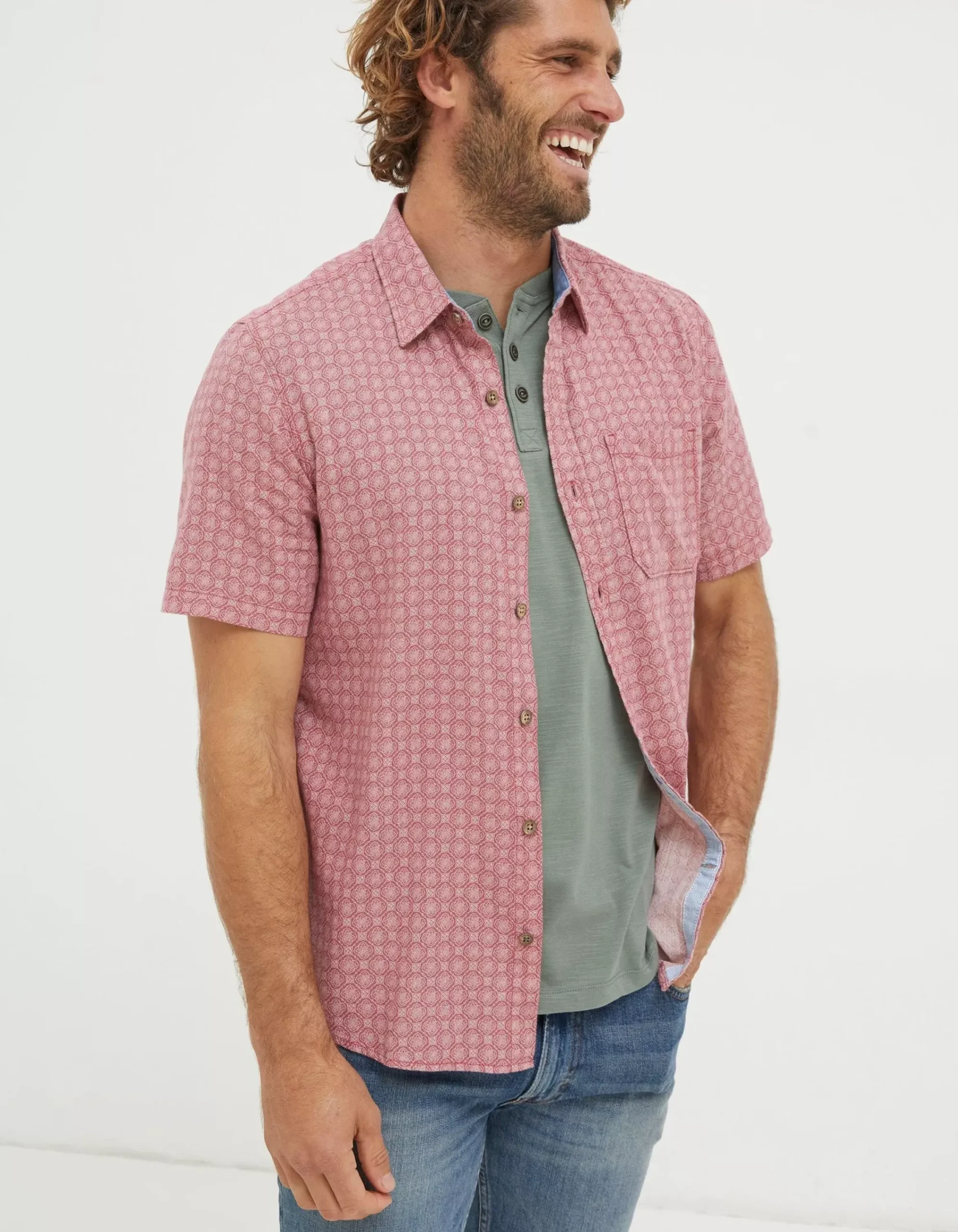Men FatFace View All|Linear Print Shirt