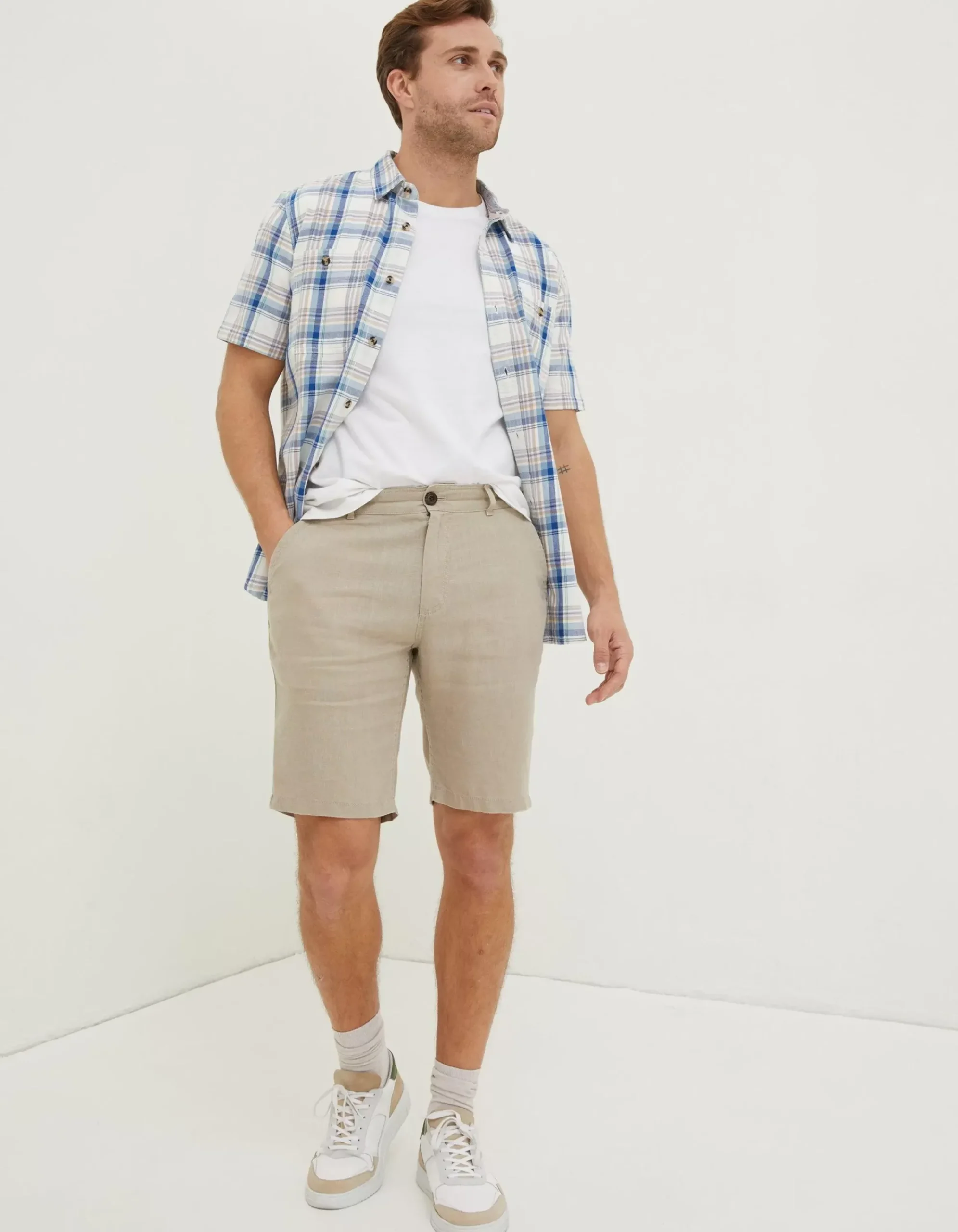 Men FatFace Shorts|Linen Flat Front Shorts