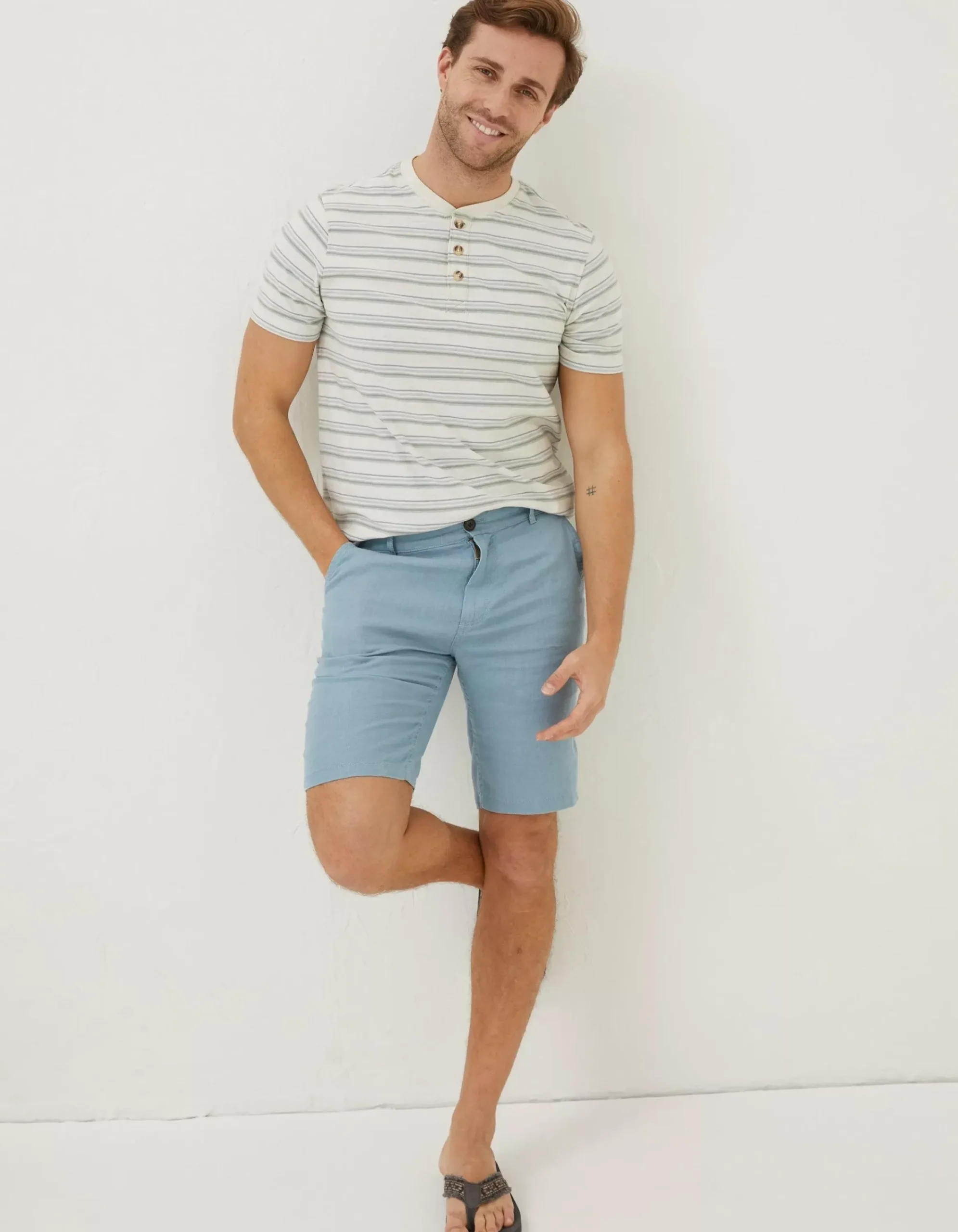 Men FatFace Shorts|Linen Flat Front Shorts