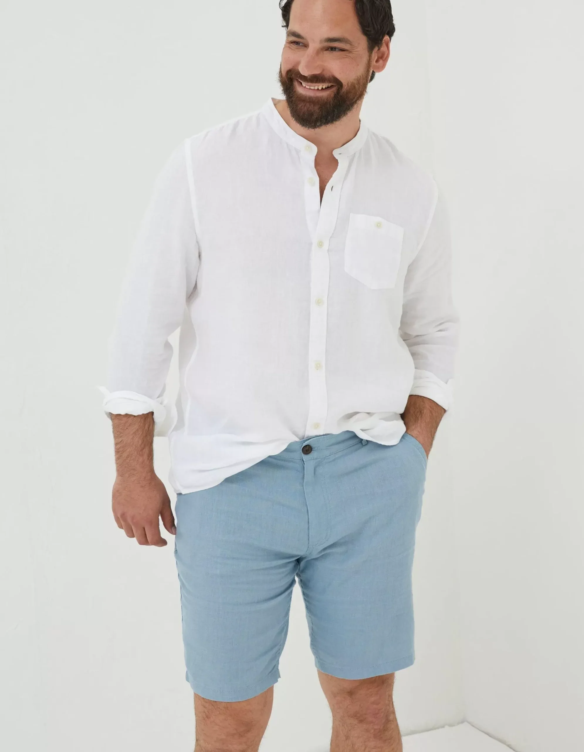 Men FatFace Shorts|Linen Flat Front Shorts