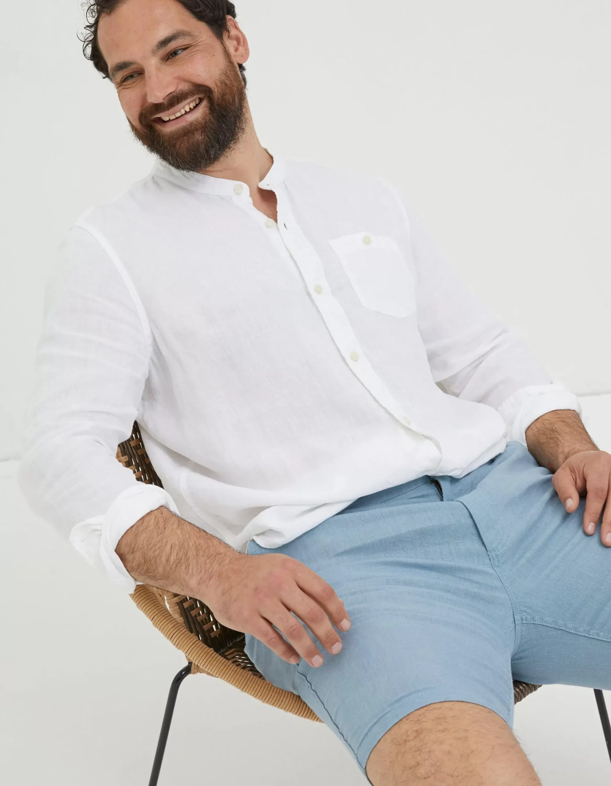 Men FatFace Shorts|Linen Flat Front Shorts