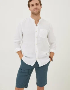 Men FatFace Shirts|Linen Grandad Shirt