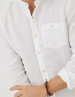 Men FatFace Shirts|Linen Grandad Shirt