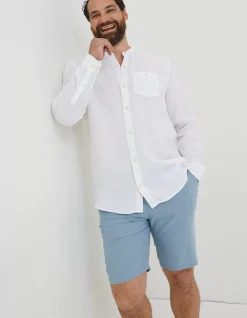 Men FatFace Shirts|Linen Grandad Shirt