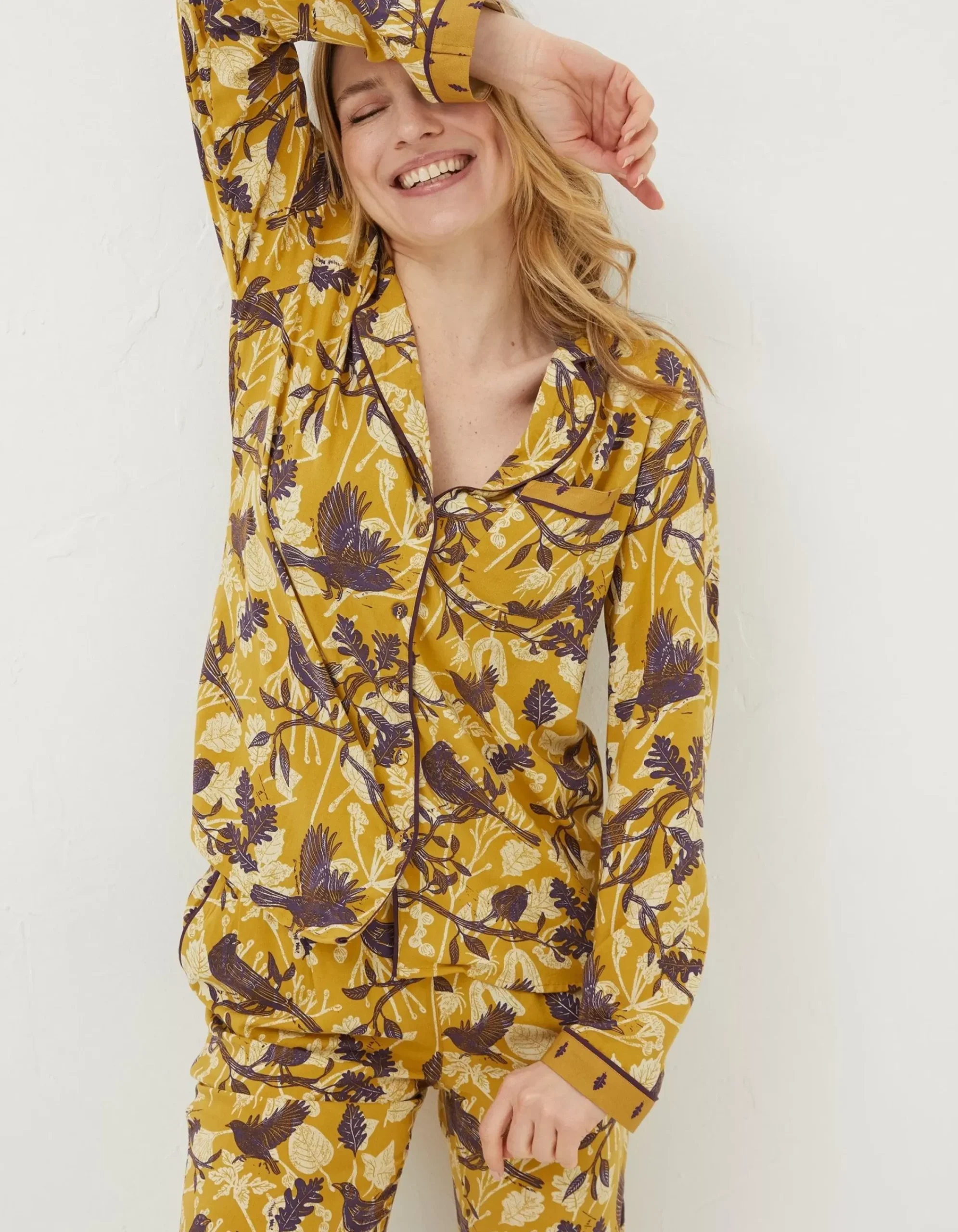 Women FatFace Nightwear & Loungewear|Lino Birds Pyjama Top