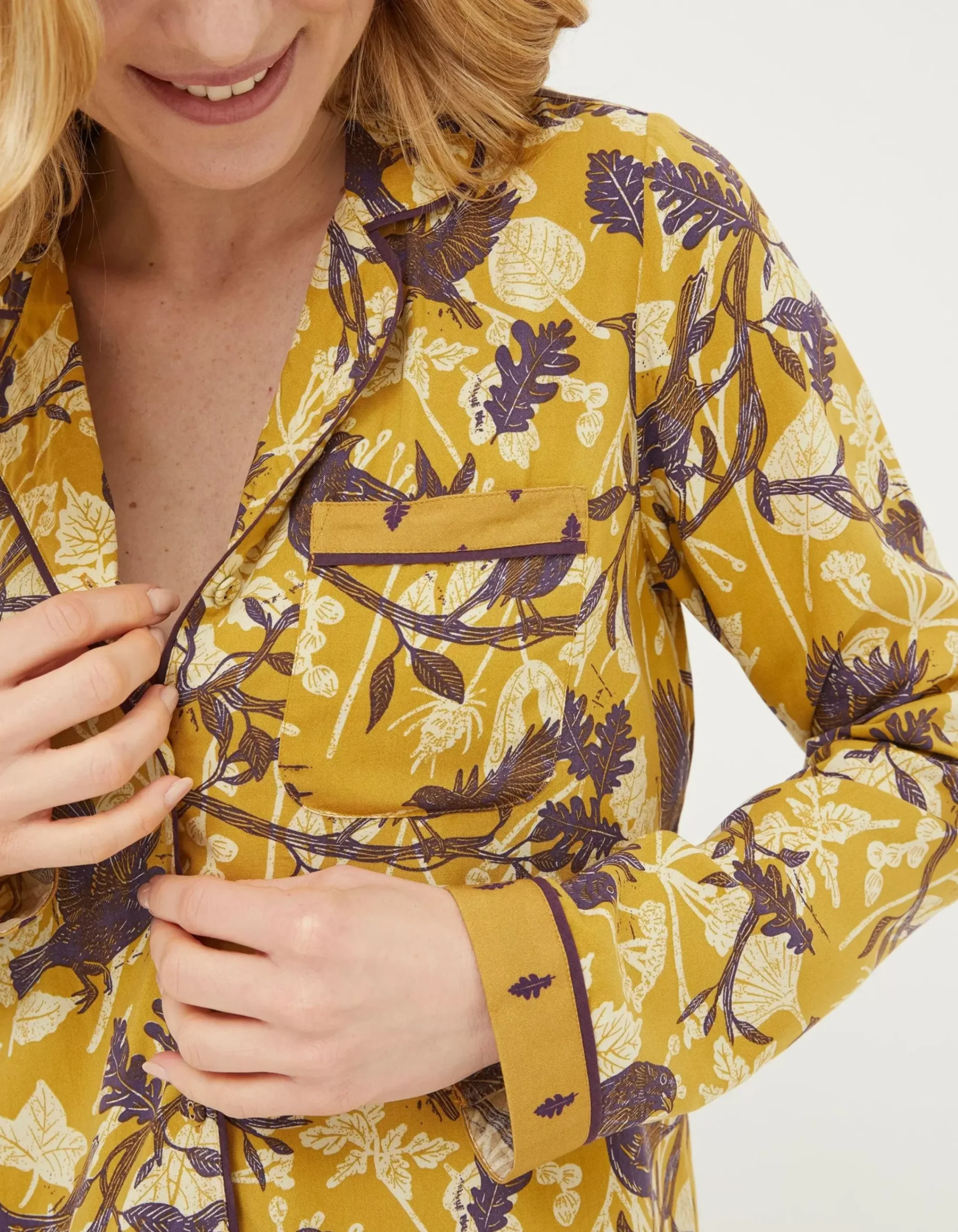 Women FatFace Nightwear & Loungewear|Lino Birds Pyjama Top