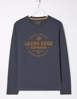 Men FatFace T-Shirts|Lochs Edge Long Sleeve Graphic