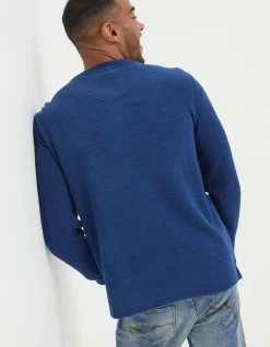 Men FatFace T-Shirts|Long Sleeve Indigo Henley