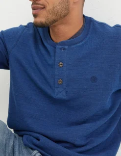Men FatFace T-Shirts|Long Sleeve Indigo Henley