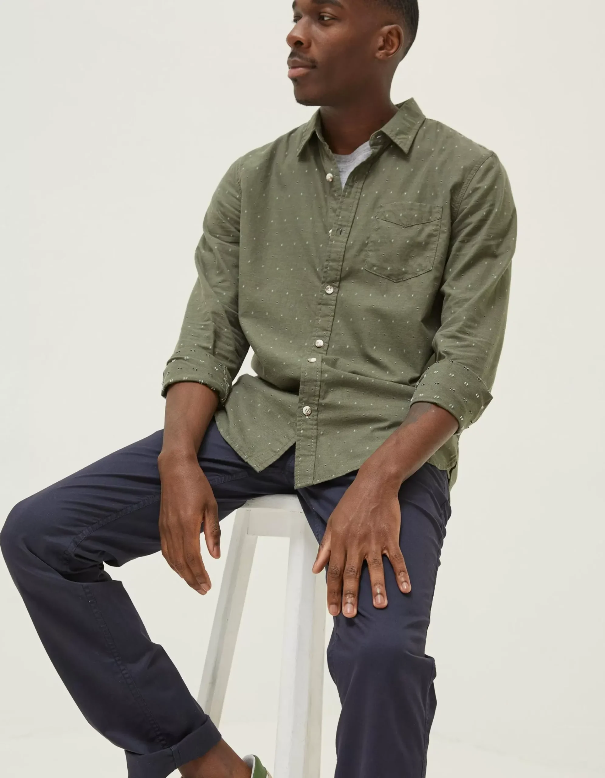 Men FatFace Shirts|Long Sleeve Kaber Dobby Shirt