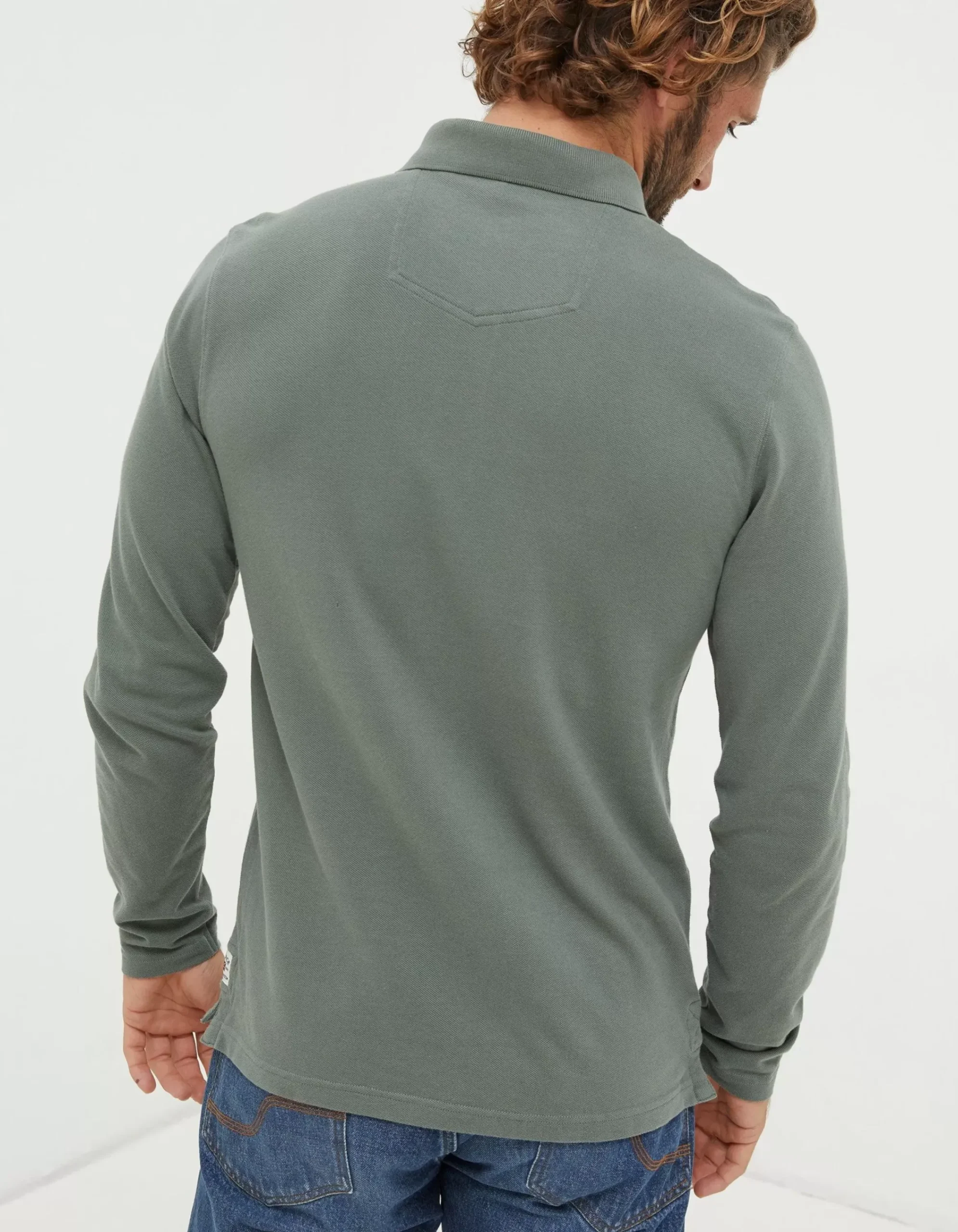 Men FatFace View All|Long Sleeve Organic Cotton Pique Polo