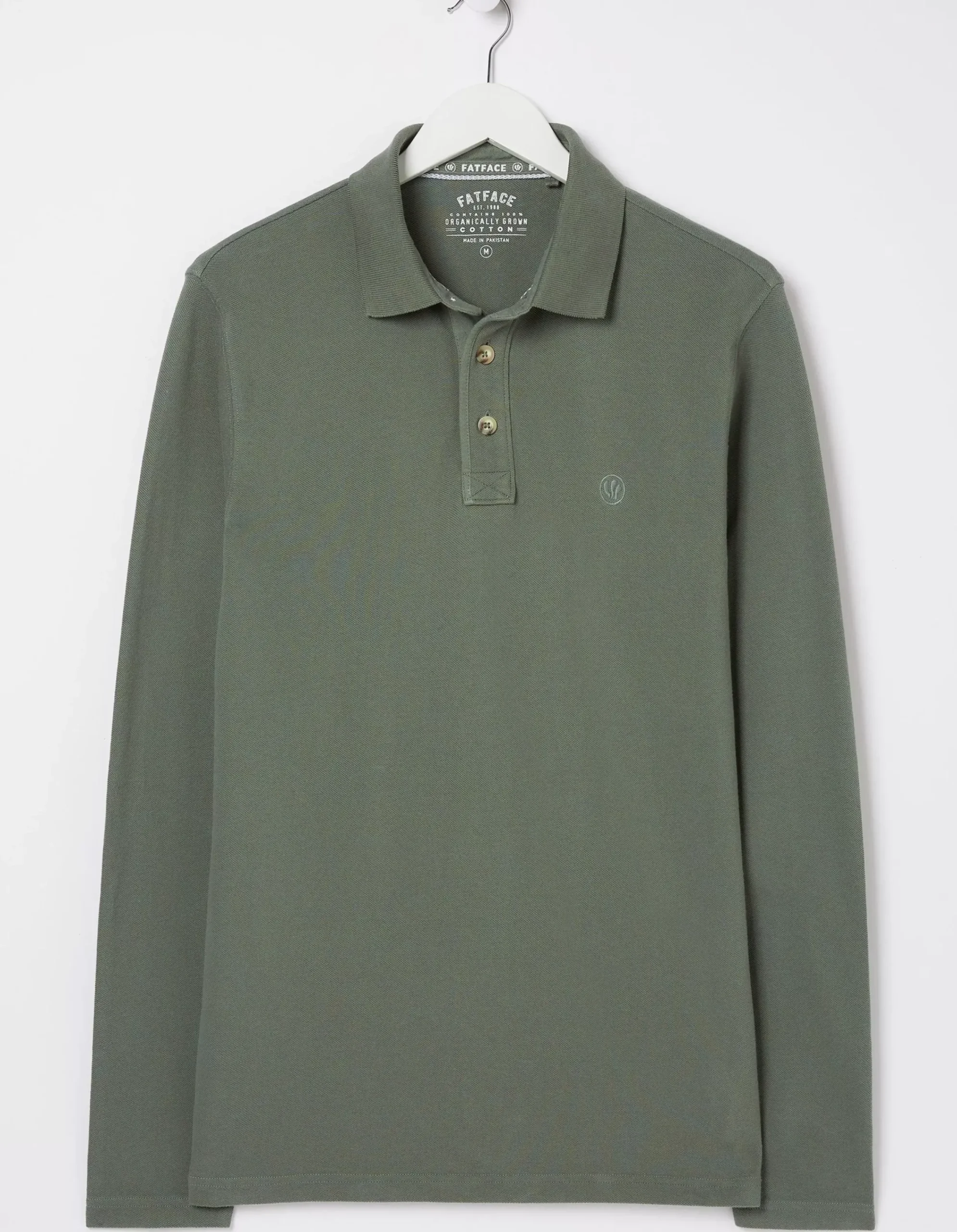Men FatFace View All|Long Sleeve Organic Cotton Pique Polo