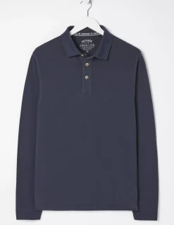 Men FatFace Polo Shirts|Long Sleeve Organic Cotton Pique Polo