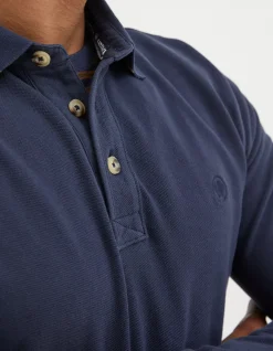 Men FatFace Polo Shirts|Long Sleeve Organic Pique Polo