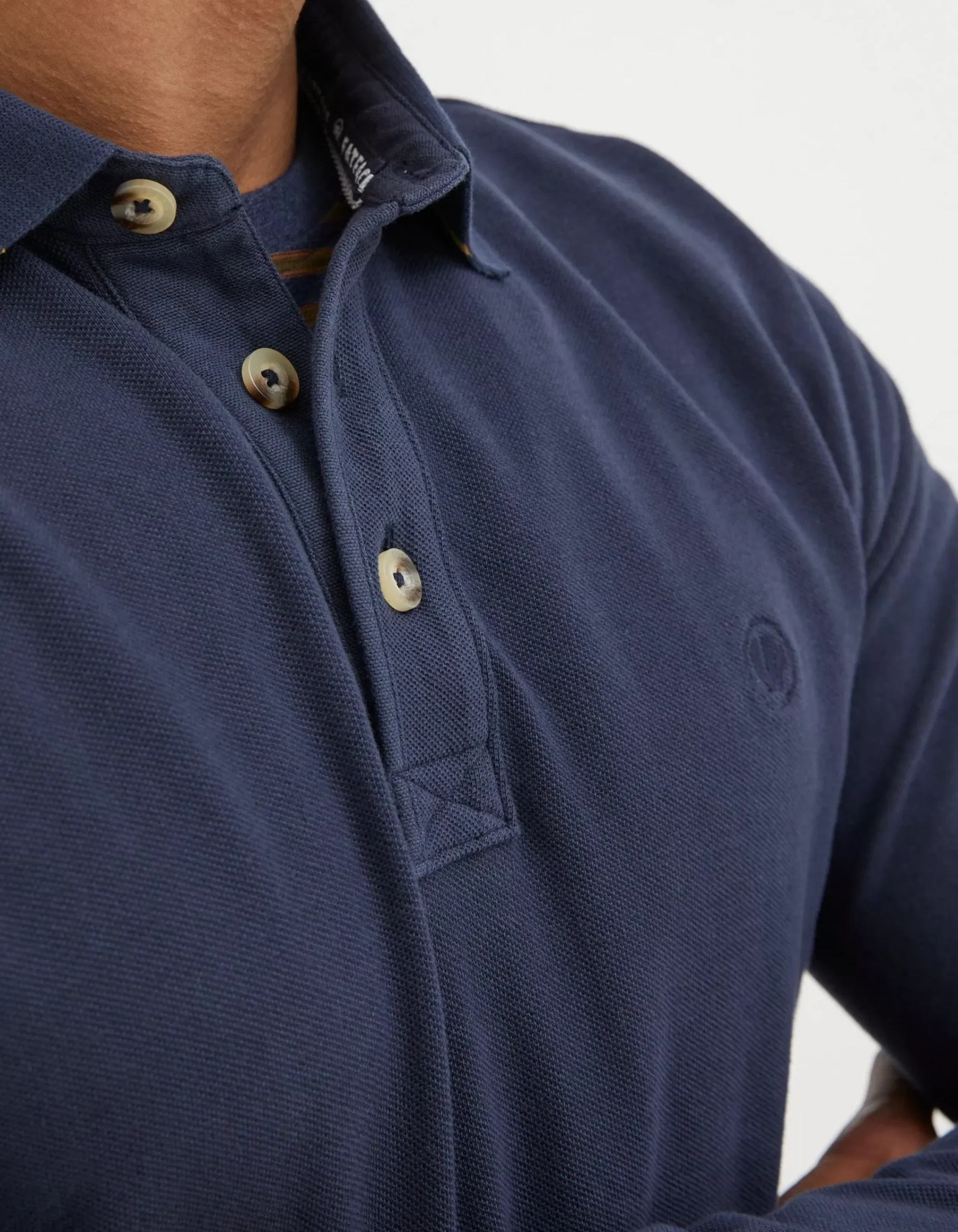 Men FatFace Polo Shirts|Long Sleeve Organic Pique Polo