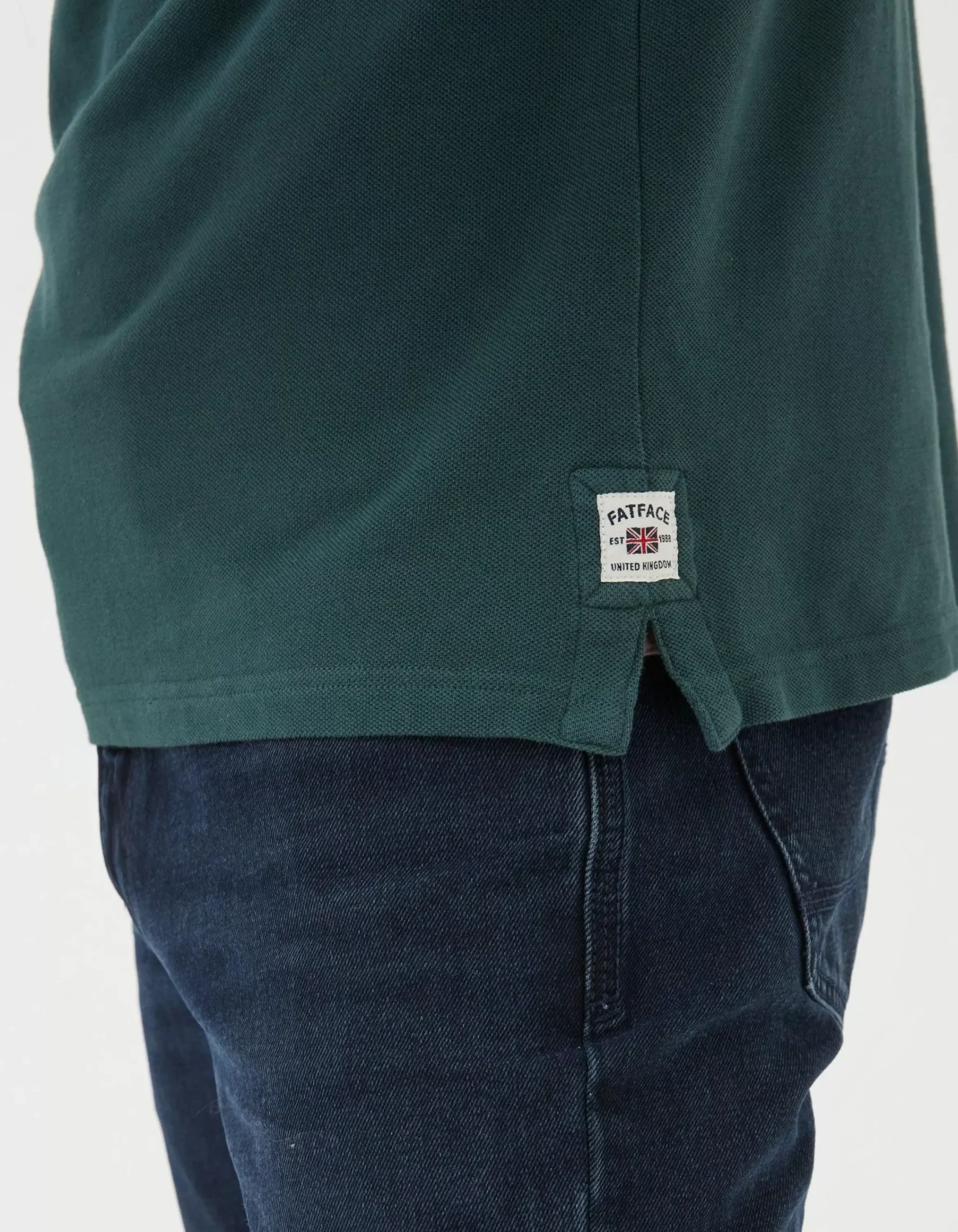 Men FatFace Polo Shirts|Long Sleeve Organic Pique Polo